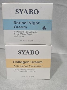 Retinol Night Cream & Collagen Cream Duo - Blue and Cream